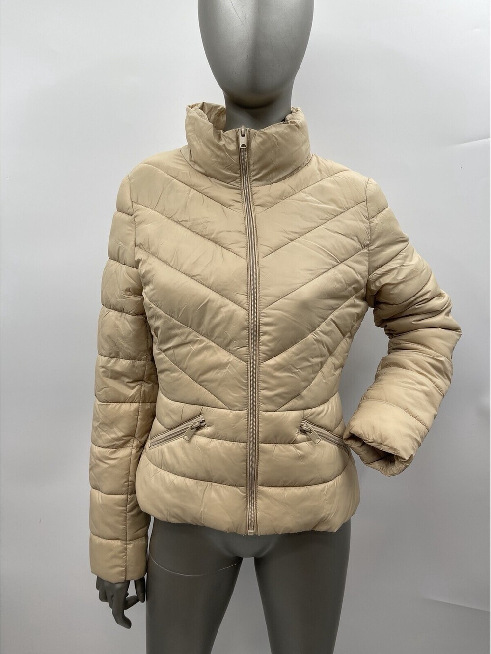 NWD Love Tree Women’s Full Zip Long Sleeve Puffer Jacket, Color Khaki Size S